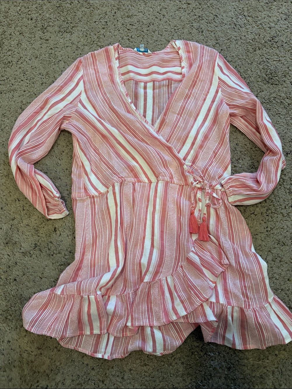 blue island Pink & White Striped beach cover up